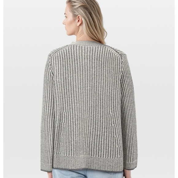 St. John Gray Wool Blend Striped Knit Button Up Cardigan Size M - Picture 5 of 16